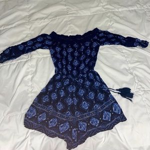 Adorable Navy Hollister Off the Shoulder Romper
